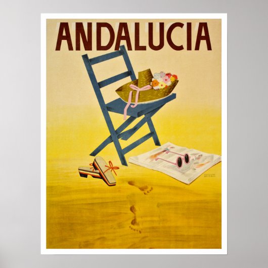 strand van Andalusië, Spanje, pet van de zomer op Poster (Voorkant)