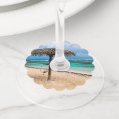 strand van Anse des Rochers Wijnglaslabel (Dichtbij)