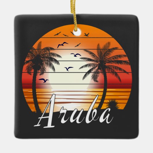  strand van Aruba Keramisch Ornament (Voorkant)