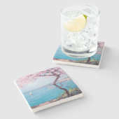 Strand van Biarritz (door Kimon Loghi) Stenen Onderzetter (Zijkant)