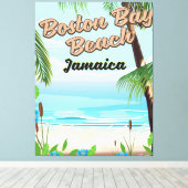 strand van Boston bay, Jamaica Canvas Afdruk (Insitu (Houten vloer))