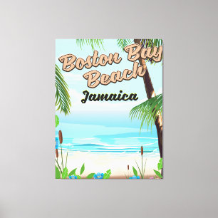 strand van Boston bay, Jamaica Canvas Afdruk