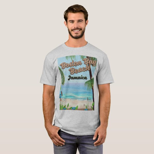 strand van Boston bay, Jamaica T-shirt (Voorkant volledig)