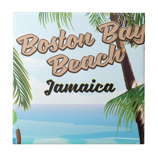 strand van Boston bay, Jamaica Tegeltje (Voorkant)