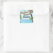 strand van Boston bay, Jamaica Vierkante Sticker (Tas)