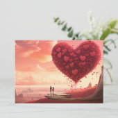 Strand van de Liefde: Schrijf je brief - Valentijn Feestdagenkaart (Staand voorkant)