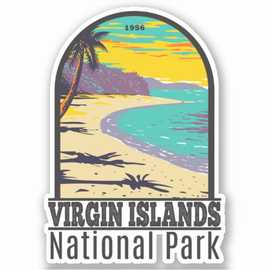 strand van de Maagdeneilanden National Park Trunk  Sticker (Voorkant)
