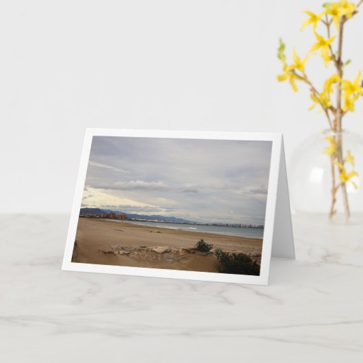Strand van de Malvarrosa van Valencia Landschap Kaart (Gele Bloem)