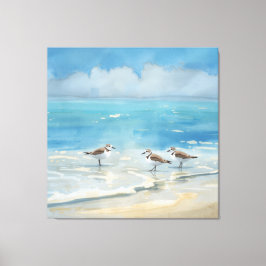 Strand van de Strandlopers Oceaan Canvas Afdruk