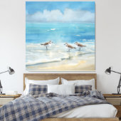Strand van de Strandlopers Oceaan Canvas Afdruk (Insitu (Slaapkamer))