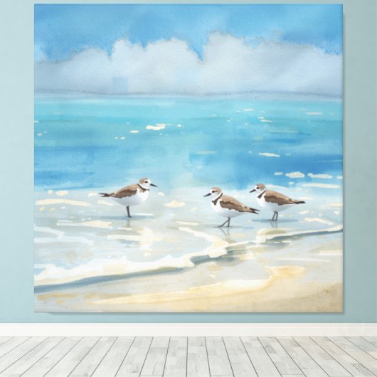Strand van de Strandlopers Oceaan Canvas Afdruk (Insitu (Houten vloer))