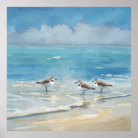 Strand van de Strandlopers Oceaan Poster (Voorkant)