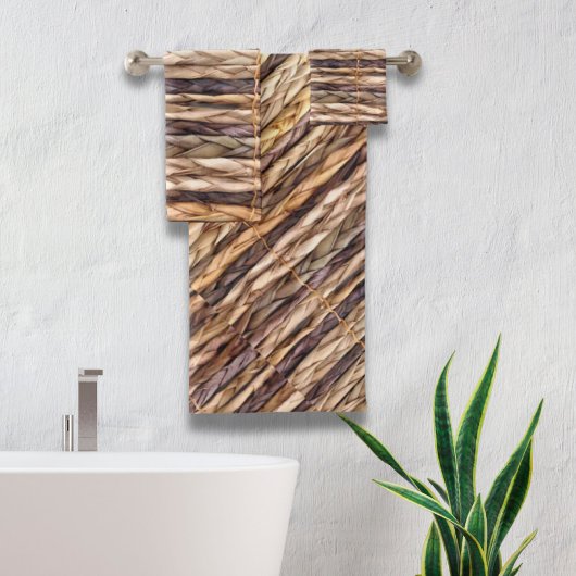 strand van een tropisch eiland, geweven wilgen bad handdoek