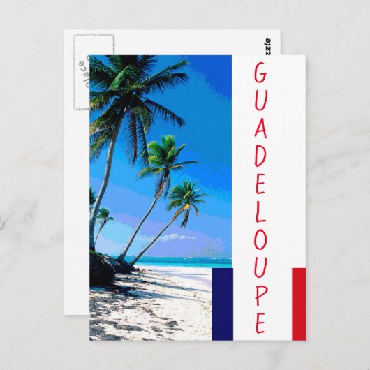 strand van Guadeloupe en palmbomen Briefkaart (Voorkant / Achterkant)