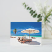 Strand van het resort briefkaart (Staand voorkant)