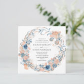 strand van koraal en zee - zomer florale bruiloft kaart (Staand voorkant)