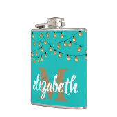 Strand van Lights Turquoise Gepersonaliseerd Heupfles (Links)