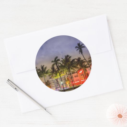 strand van miami ronde sticker (Envelop)