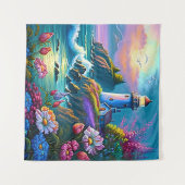 strand van mooie vuurtoren wandkleed (Voorkant (horizontaal))