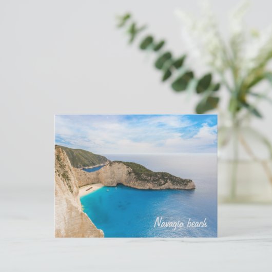 strand van Navagio Griekenland Briefkaart (Staand voorkant)
