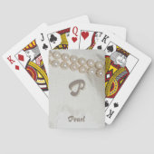  Strand van Parels Elegant Monogram en Naam Pokerkaarten (Achterkant)