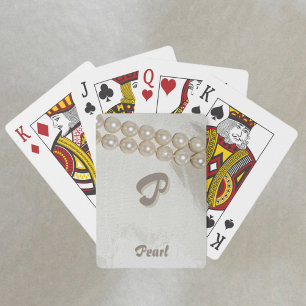  Strand van Parels Elegant Monogram en Naam Pokerkaarten