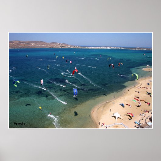 strand van Paros Kite Poster (Voorkant)