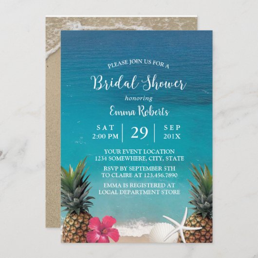 strand van Pineapple Starfish Luau Vrijgezellenfee Kaart (Voorkant / Achterkant)