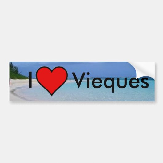 strand van puerto rico, hart, ik, Vieques - Gepers Bumpersticker (Voorkant)