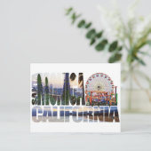 strand van Santa Monica logo bloemen Briefkaart (Staand voorkant)
