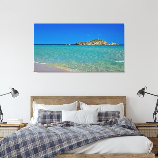 strand van Sardijns gouden zandstrand met turkoois Canvas Afdruk (Insitu (Slaapkamer))