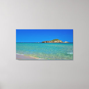 strand van Sardijns gouden zandstrand met turkoois Canvas Afdruk