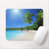 strand van Tropische palmbomen Muismat (Met muis)