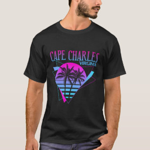 Strand Vaporwave Vakantie Souvenir Cape Charles T-shirt