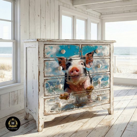 Strand Varken Zwemmen Oceaan Decoupage Tissuepapier