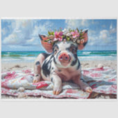 Strand Varken Zwemmen Oceaan Decoupage Tissuepapier (Voorkant)