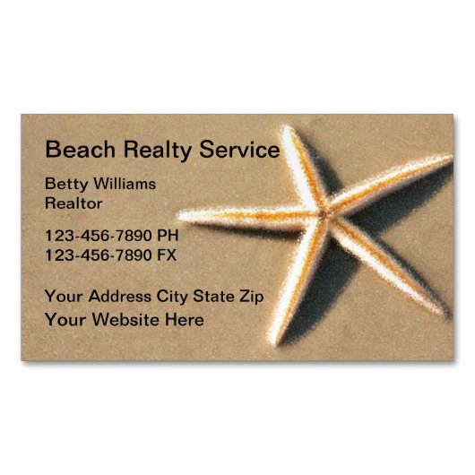 Strand Vastgoed Starfish Design Magnetisch Visitekaartje (Voorkant)
