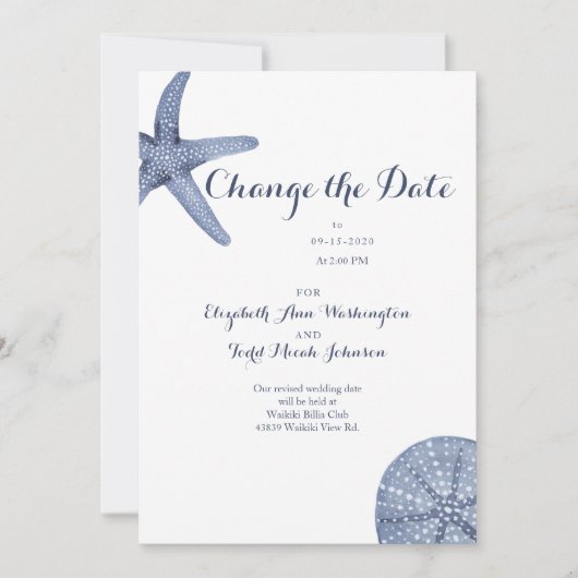 Strand Verander de Datum Waterverf Kaart (Voorkant)