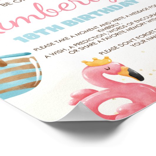 Strand Verjaardag teken, Pool Party Time Capsule t Poster (Hoek)