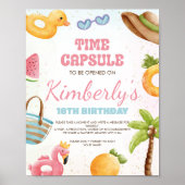 Strand Verjaardag teken, Pool Party Time Capsule t Poster (Voorkant)
