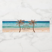 strand verjaardag tropisch zomer palmboom waterfles etiket (Enkel label)