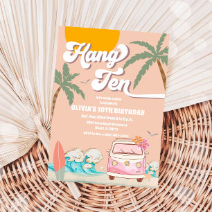 Strand Verjaardags Surf Feest Uitnodiging