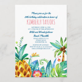 Strand Verjaardagsfeest Tropische ananas palmen Kaart