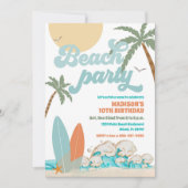 Strand Verjaardagsfeest Uitnodiging (Voorkant)