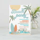Strand Verjaardagsfeest Uitnodiging (Staand voorkant)