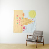 Strand Verjaardagsfeest zandkasteel Wandkleed (In Situ (horizontaal))