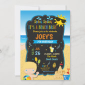 Strand Verjaardagsfeest Zomer Blond Jongen Kaart (Voorkant)