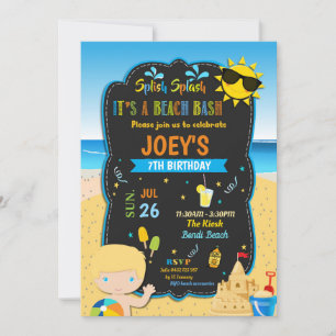 Strand Verjaardagsfeest Zomer Blond Jongen Kaart