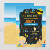 Strand Verjaardagsfeest Zomer Blond Jongen Kaart (Voorkant / Achterkant)