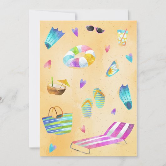 Strand verjaardagsfeestje kaart (Achterkant)